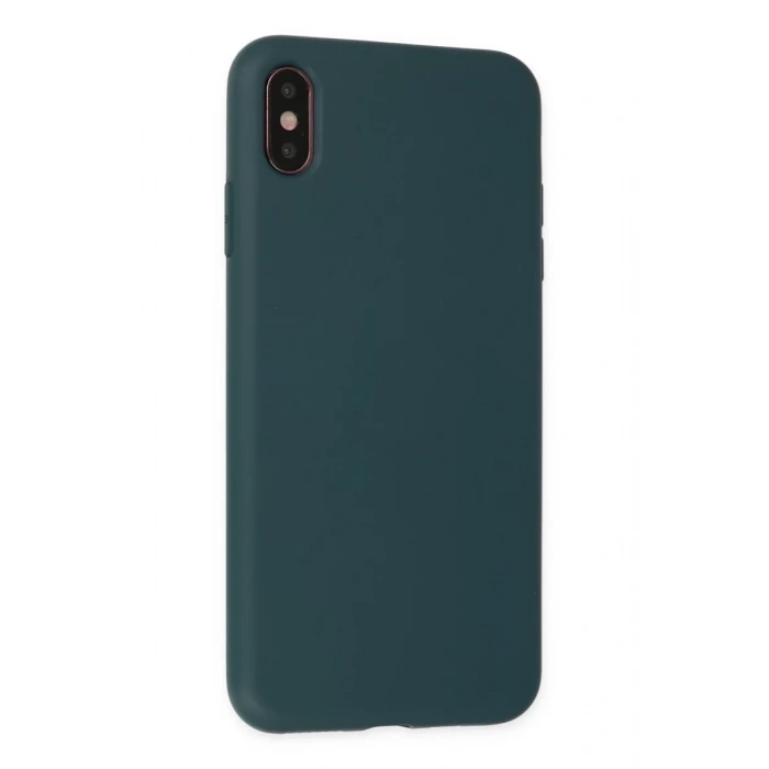 Newface iPhone XS Max Kılıf Nano içi Kadife Silikon - Koyu Yeşil