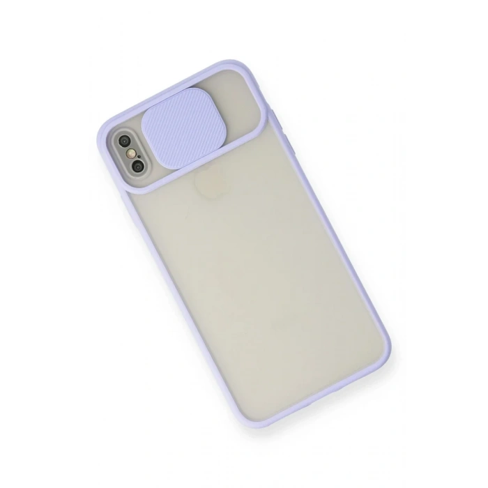 Newface iPhone XS Max Kılıf Palm Buzlu Kamera Sürgülü Silikon - Lila