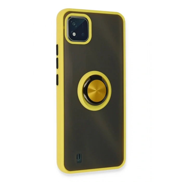 Newface Realme C11 2021 Kılıf Montreal Yüzüklü Silikon Kapak - Sarı