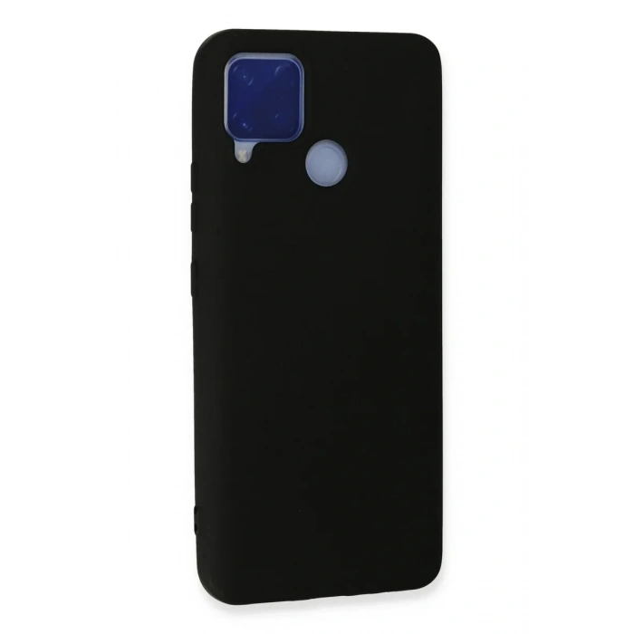Newface Realme C15 Kılıf Nano içi Kadife Silikon - Siyah