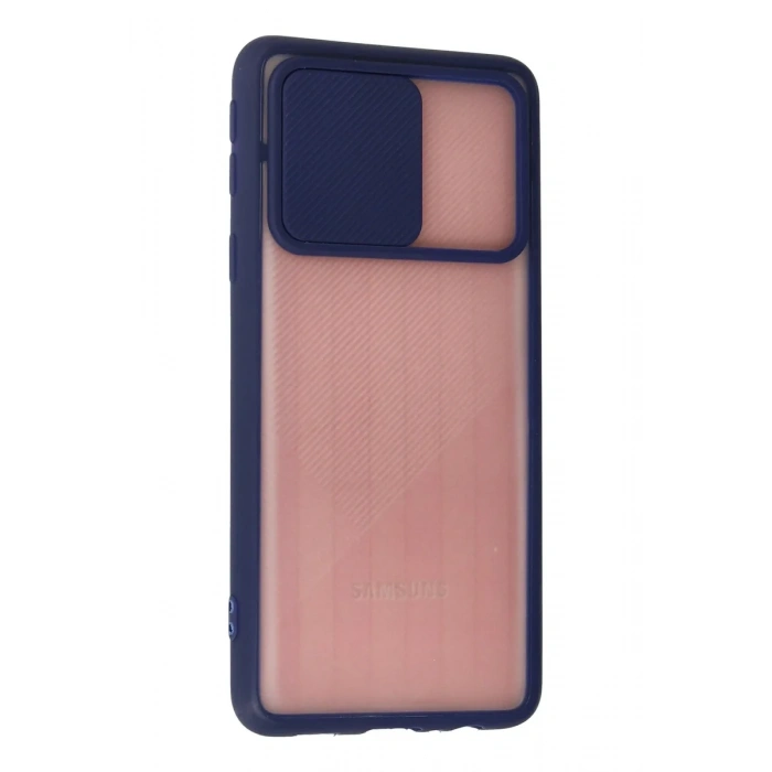 Newface Samsung Galaxy A01 Core Kılıf Palm Buzlu Kamera Sürgülü Silikon - Lacivert