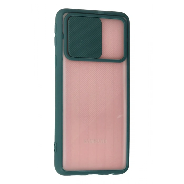 Newface Samsung Galaxy A01 Core Kılıf Palm Buzlu Kamera Sürgülü Silikon - Yeşil