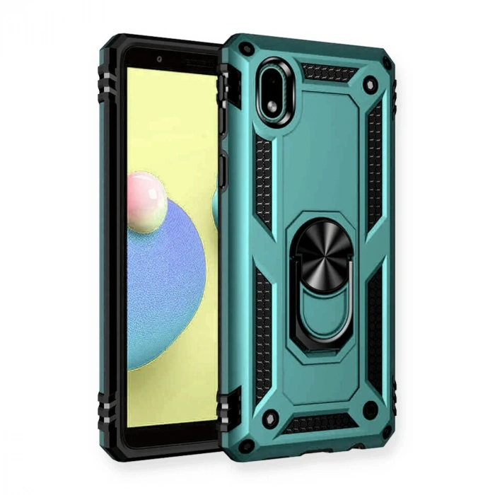 Newface Samsung Galaxy A01 Core Kılıf Sofya Yüzüklü Silikon Kapak - Yeşil