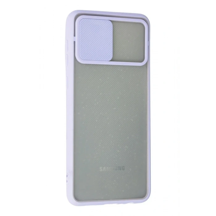 Newface Samsung Galaxy A02 Kılıf Palm Buzlu Kamera Sürgülü Silikon - Lila