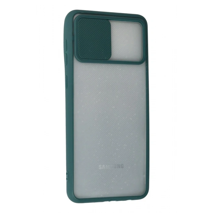 Newface Samsung Galaxy A02 Kılıf Palm Buzlu Kamera Sürgülü Silikon - Yeşil