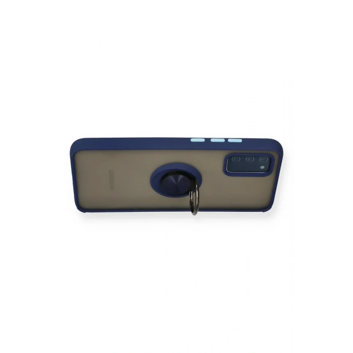 Newface Samsung Galaxy A02S Kılıf Montreal Yüzüklü Silikon Kapak - Lacivert