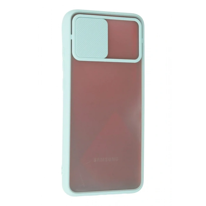 Newface Samsung Galaxy A02S Kılıf Palm Buzlu Kamera Sürgülü Silikon - Turkuaz