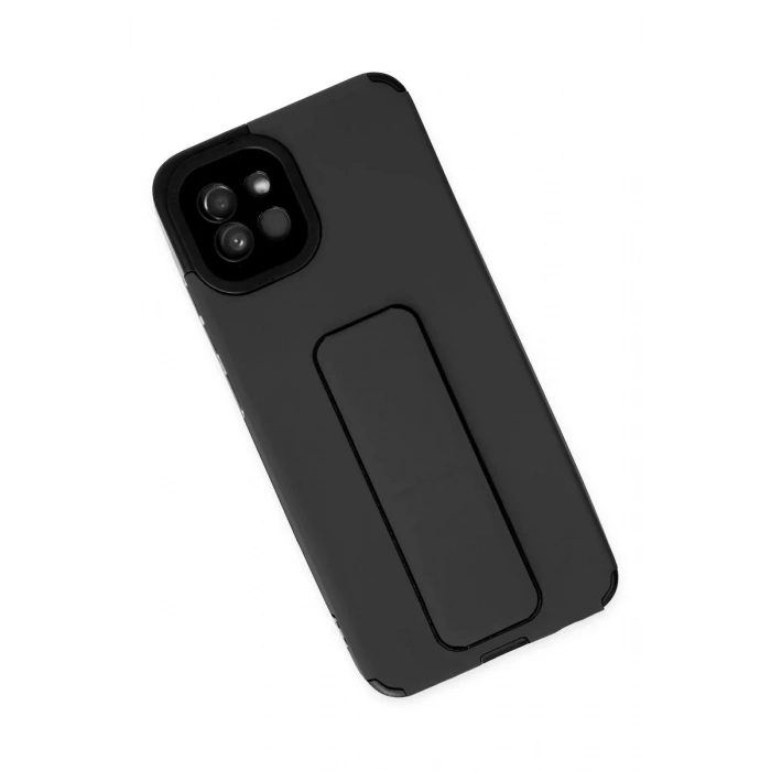 Newface Samsung Galaxy A03 Kılıf Mega Standlı Silikon - Siyah