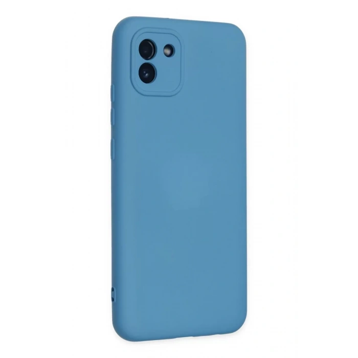 Newface Samsung Galaxy A03 Kılıf Nano içi Kadife Silikon - Mavi