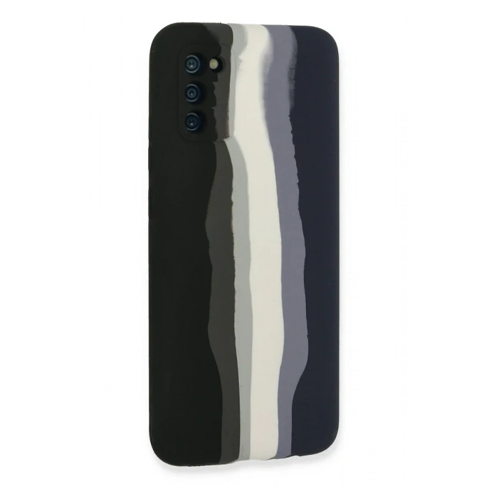 Newface Samsung Galaxy A03S Kılıf Ebruli Lansman Silikon - Siyah-Lacivert