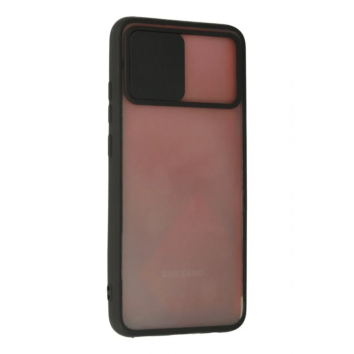 Newface Samsung Galaxy A03S Kılıf Palm Buzlu Kamera Sürgülü Silikon - Siyah