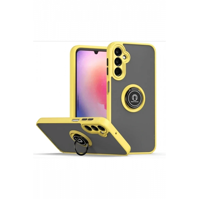 Newface Samsung Galaxy A05S Kılıf Montreal Yüzüklü Silikon Kapak - Sarı