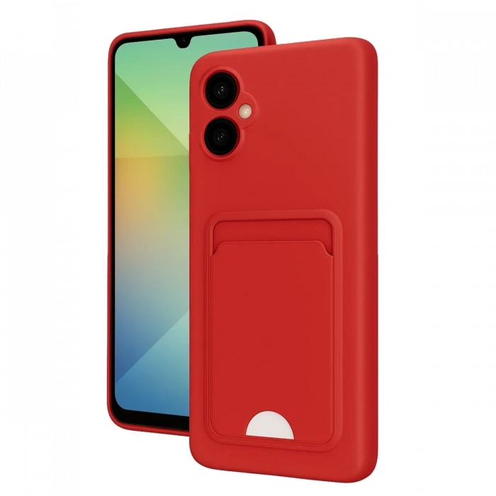Newface Samsung Galaxy A06 Kılıf Kelvin Kartvizitli Silikon - Kırmızı