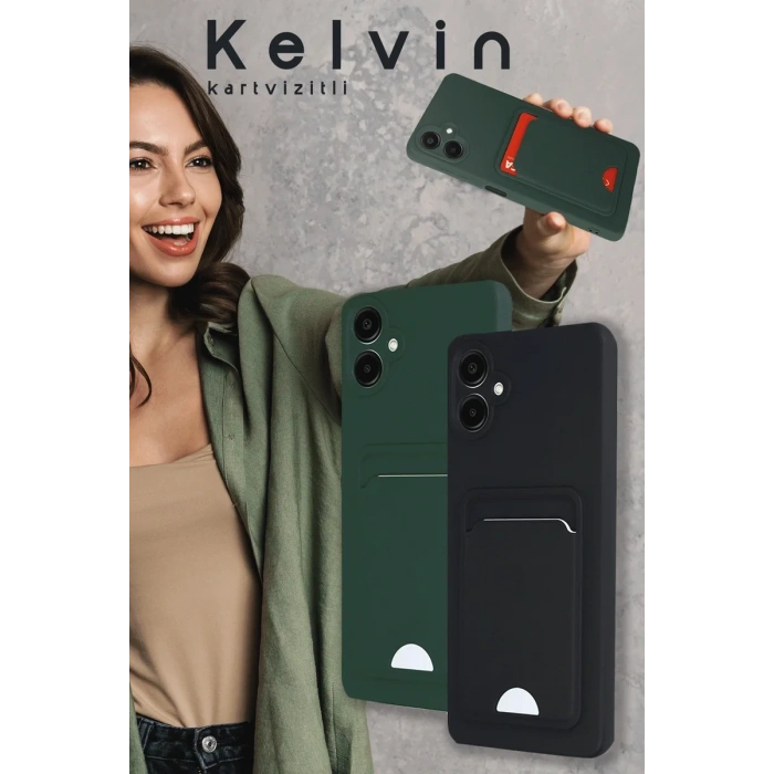Newface Samsung Galaxy A16 5G Kılıf Kelvin Kartvizitli Silikon - Açık Yeşili