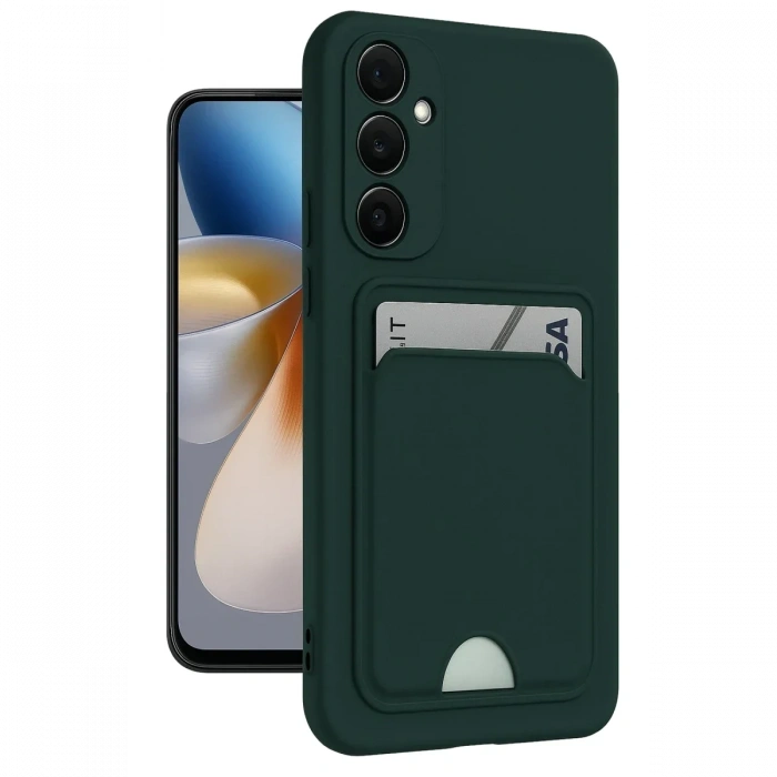 Newface Samsung Galaxy A26 Kılıf Kelvin Kartvizitli Silikon - Koyu Yeşil