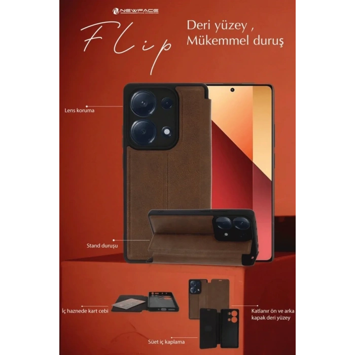 Newface Samsung Galaxy A36 Kılıf Flip Cover - Taba