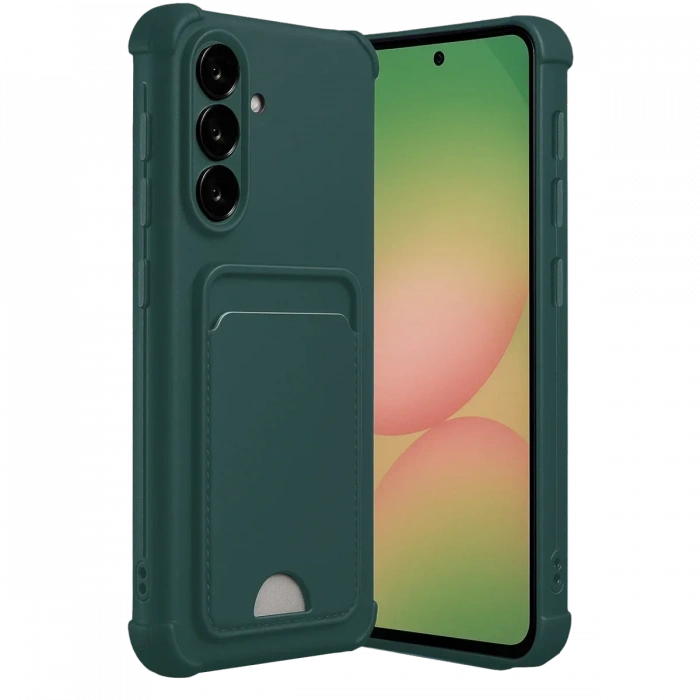 Newface Samsung Galaxy A36 Kılıf Kelvin Kartvizitli Silikon - Koyu Yeşil