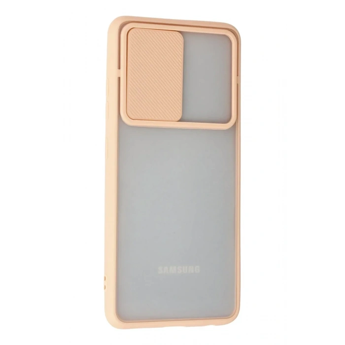 Newface Samsung Galaxy A52 Kılıf Palm Buzlu Kamera Sürgülü Silikon - Pembe