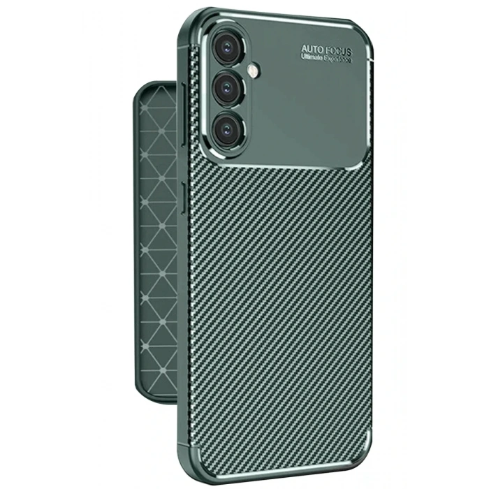 Newface Samsung Galaxy A56 Kılıf Auto Focus Karbon Kapak - Koyu Yeşil
