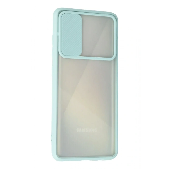 Newface Samsung Galaxy A71 Kılıf Palm Buzlu Kamera Sürgülü Silikon - Turkuaz