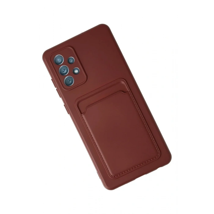 Newface Samsung Galaxy A72 Kılıf Kelvin Kartvizitli Silikon - Bordo