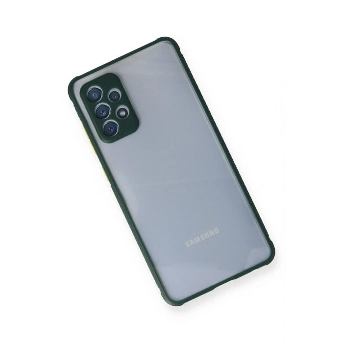 Newface Samsung Galaxy A72 Kılıf Miami Şeffaf Silikon - Koyu Yeşil