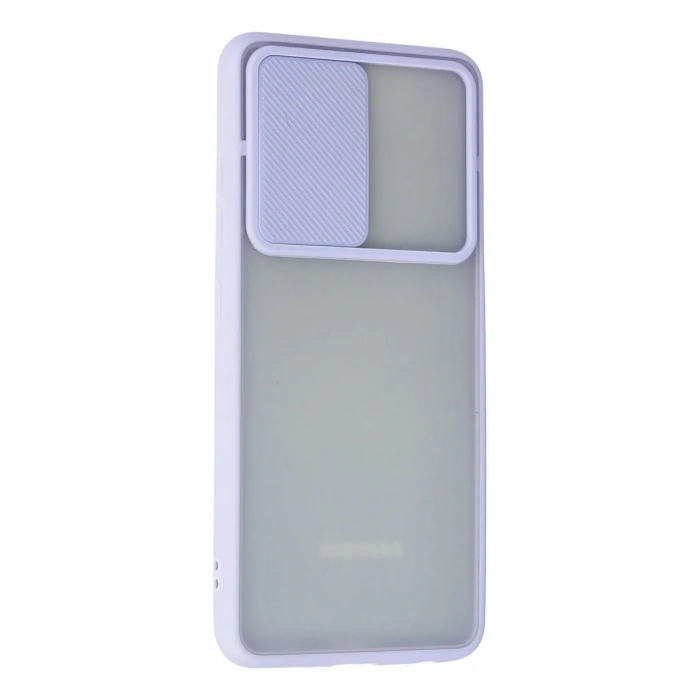 Newface Samsung Galaxy A72 Kılıf Palm Buzlu Kamera Sürgülü Silikon - Lila