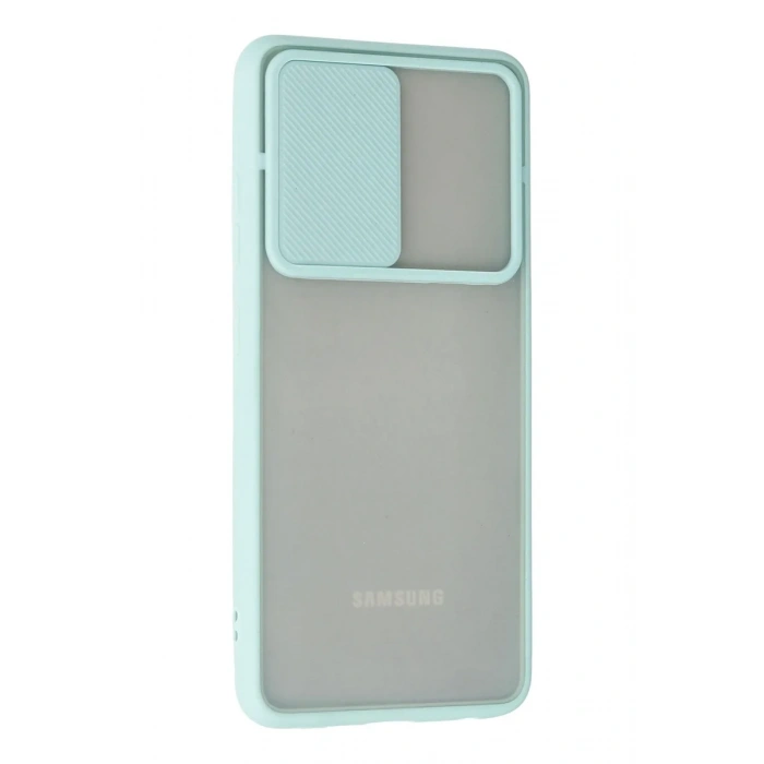 Newface Samsung Galaxy A72 Kılıf Palm Buzlu Kamera Sürgülü Silikon - Turkuaz