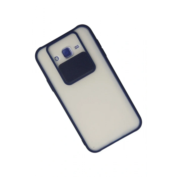 Newface Samsung Galaxy J7 Kılıf Palm Buzlu Kamera Sürgülü Silikon - Lacivert