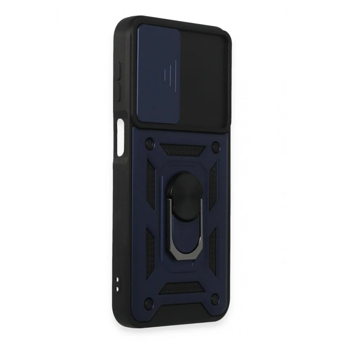 Newface Samsung Galaxy M34 5G Kılıf Pars Lens Yüzüklü Silikon - Lacivert