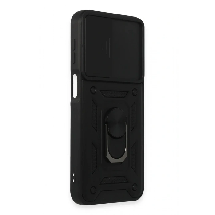 Newface Samsung Galaxy M34 5G Kılıf Pars Lens Yüzüklü Silikon - Siyah