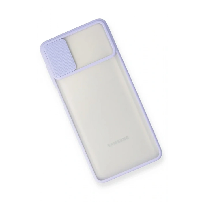Newface Samsung Galaxy M51 Kılıf Palm Buzlu Kamera Sürgülü Silikon - Lila