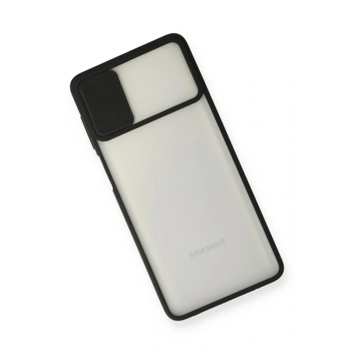 Newface Samsung Galaxy M51 Kılıf Palm Buzlu Kamera Sürgülü Silikon - Siyah