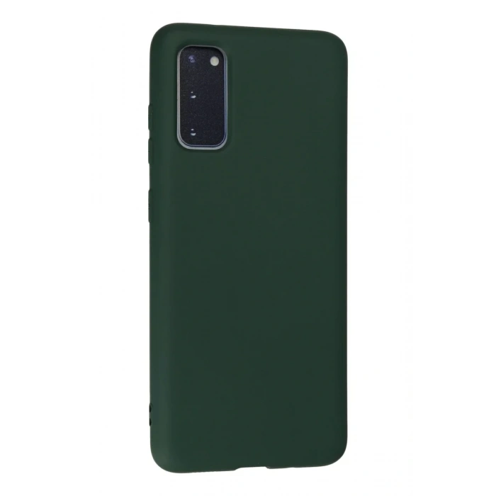 Newface Samsung Galaxy S20 Kılıf Nano içi Kadife Silikon - Koyu Yeşil