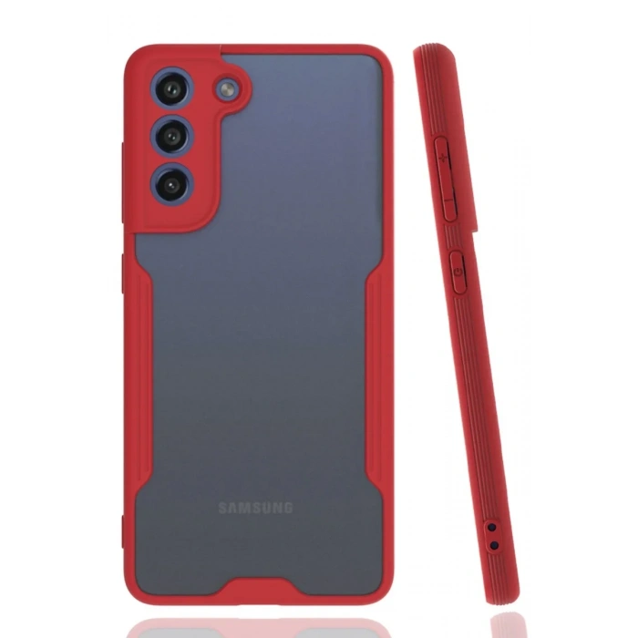 Newface Samsung Galaxy S21 FE Kılıf Platin Silikon - Kırmızı