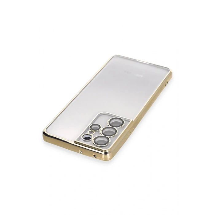 Newface Samsung Galaxy S21 Ultra Kılıf Razer Lensli Silikon - Gold