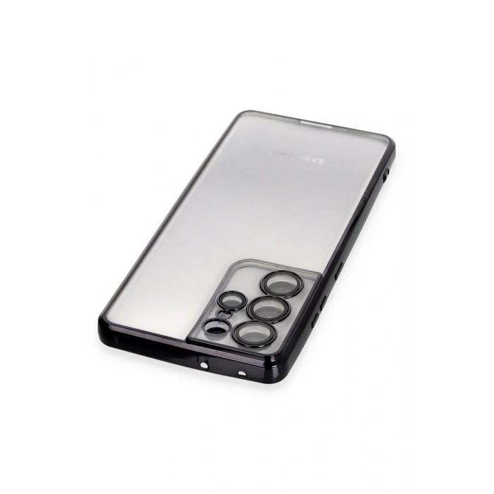 Newface Samsung Galaxy S21 Ultra Kılıf Razer Lensli Silikon - Siyah