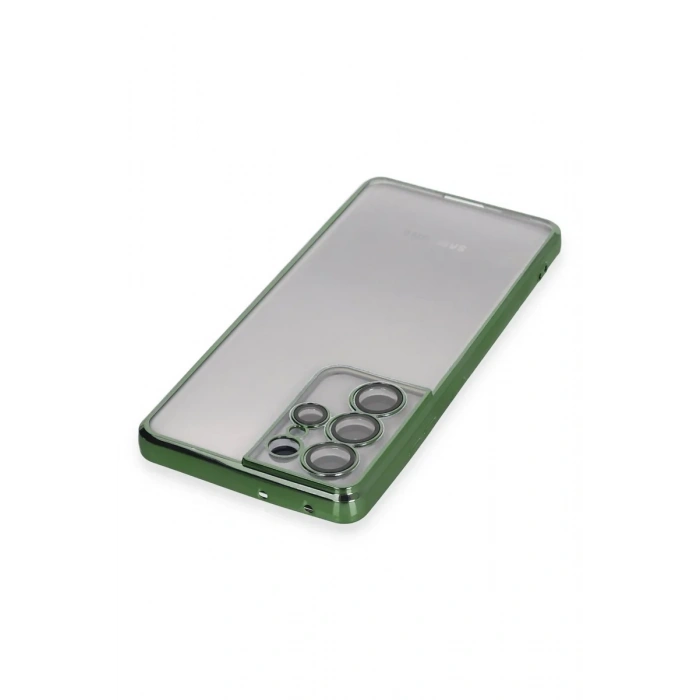Newface Samsung Galaxy S21 Ultra Kılıf Razer Lensli Silikon - Yeşil