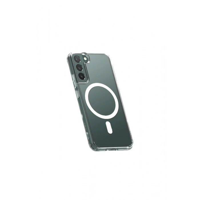 Newface Samsung Galaxy S22 Kılıf Magneticsafe Şeffaf Silikon - Şeffaf