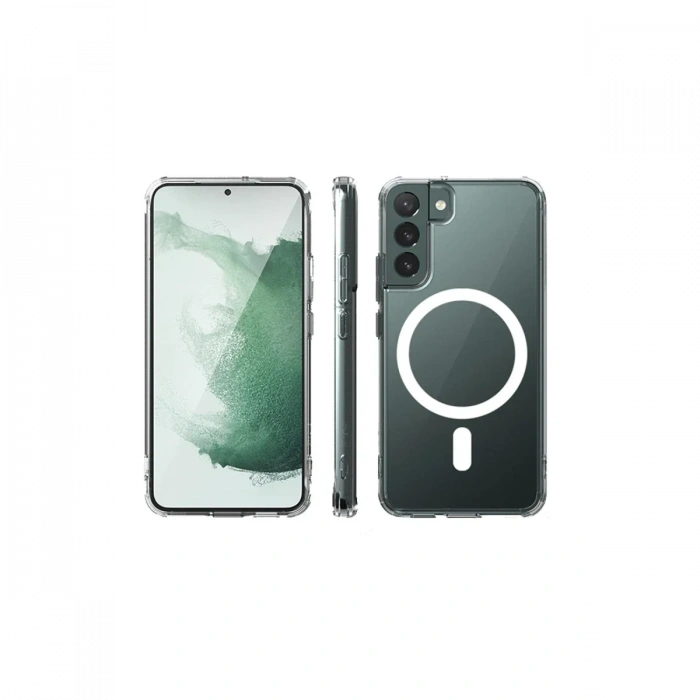 Newface Samsung Galaxy S22 Kılıf Magneticsafe Şeffaf Silikon - Şeffaf