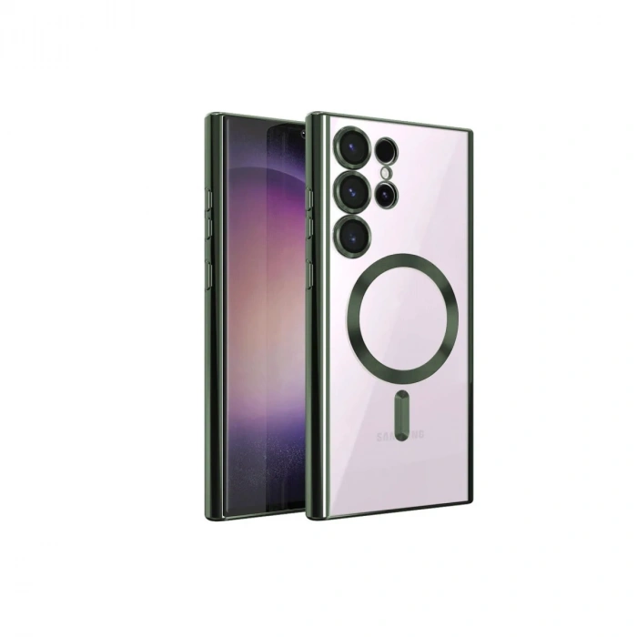 Newface Samsung Galaxy S22 Ultra Kılıf Kross Magneticsafe Kapak - Koyu Yeşil