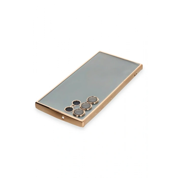 Newface Samsung Galaxy S22 Ultra Kılıf Razer Lensli Silikon - Gold