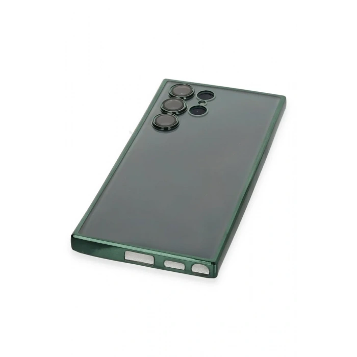 Newface Samsung Galaxy S22 Ultra Kılıf Razer Lensli Silikon - Yeşil