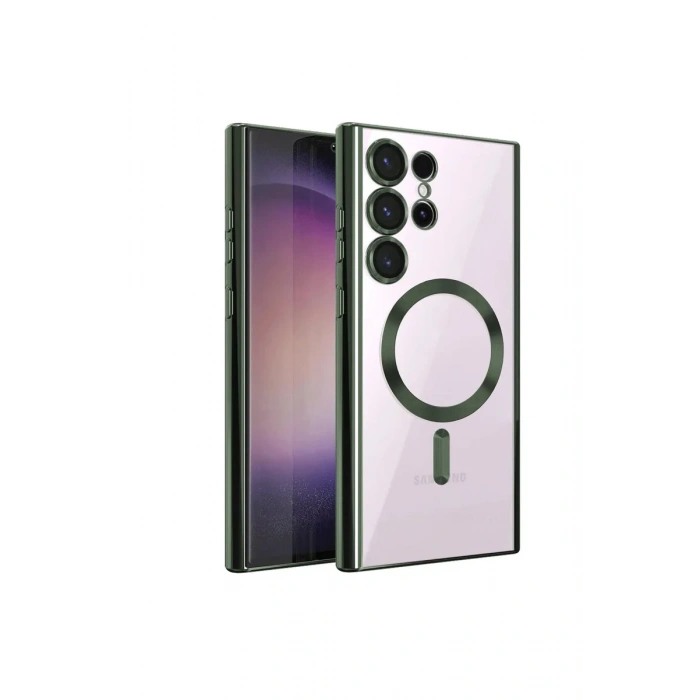 Newface Samsung Galaxy S23 Ultra Kılıf Kross Magneticsafe Kapak - Koyu Yeşil