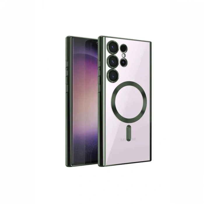 Newface Samsung Galaxy S23 Ultra Kılıf Kross Magneticsafe Kapak - Koyu Yeşil