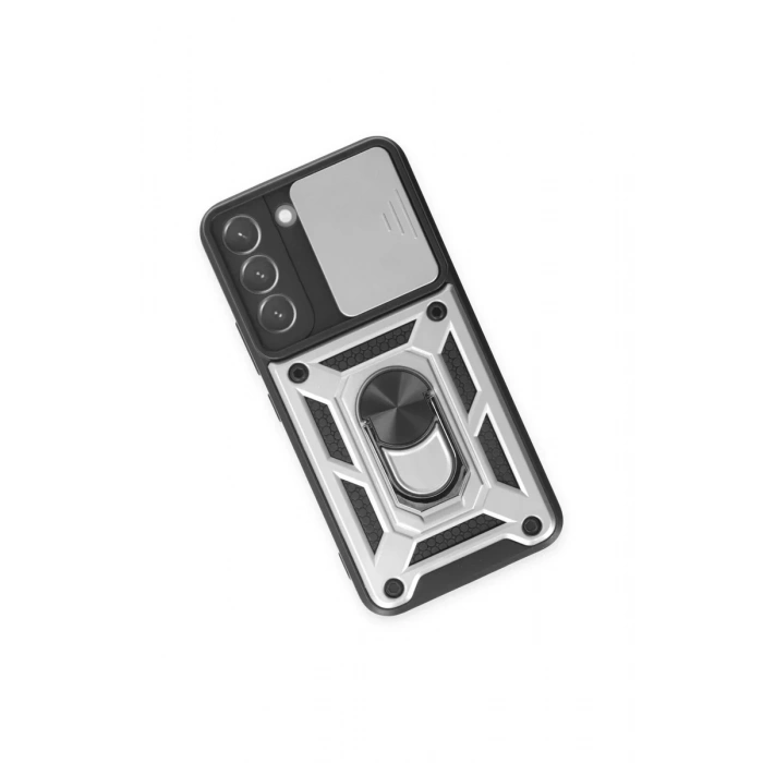 Newface Samsung Galaxy S24 Kılıf Pars Lens Yüzüklü Silikon - Gümüş