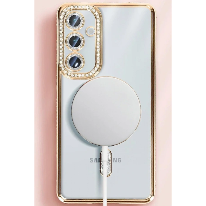 Newface Samsung Galaxy S25 Kılıf Joke Simli Magneticsafe Kılıf - Derin Mor