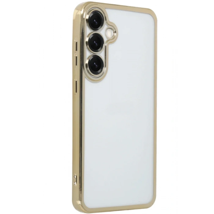 Newface Samsung Galaxy S25 Kılıf Razer Lensli Silikon - Gold