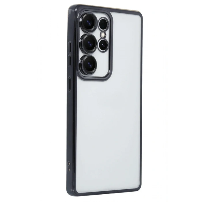 Newface Samsung Galaxy S25 Ultra Kılıf Razer Lensli Silikon - Siyah