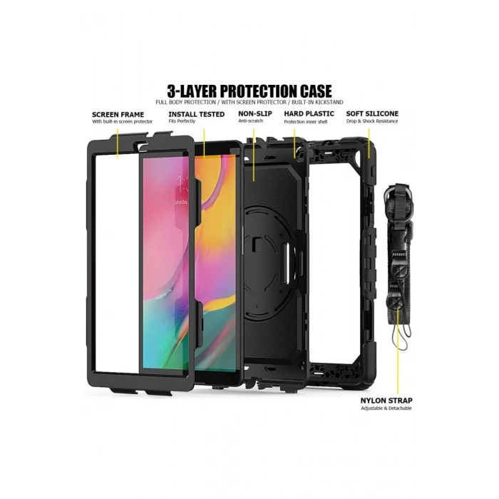 Newface Samsung Galaxy T510 Tab A 10.1 Kılıf Pars Tablet Kapak - Siyah